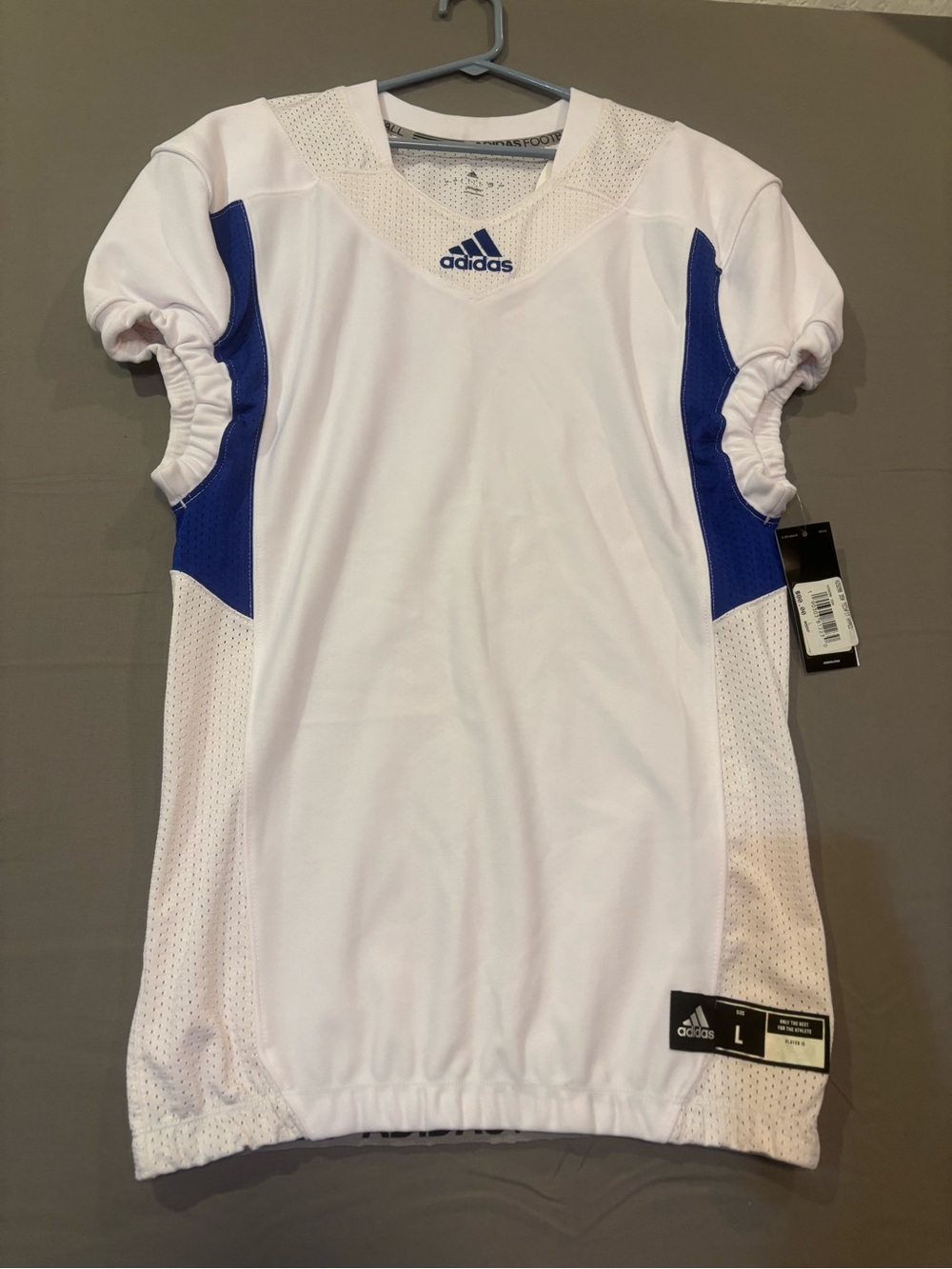 Adidas 350 Tech Fit Hyped Football Jersey White Blue Men's Size Large New sz L